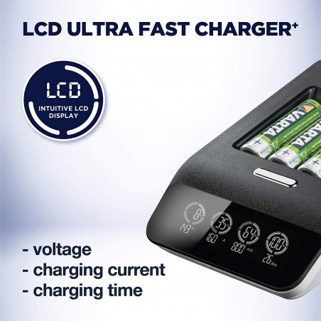 Caricatore Varta per Batterie Stilo AA Ministilo AAA con Display LCD Ultra Fast
