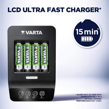 Caricatore Varta per Batterie Stilo AA Ministilo AAA con Display LCD Ultra Fast