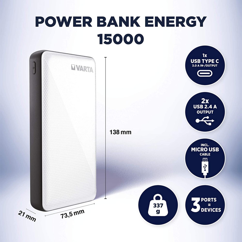 Power Bank Varta 15000 mmAh Caricabatterie...