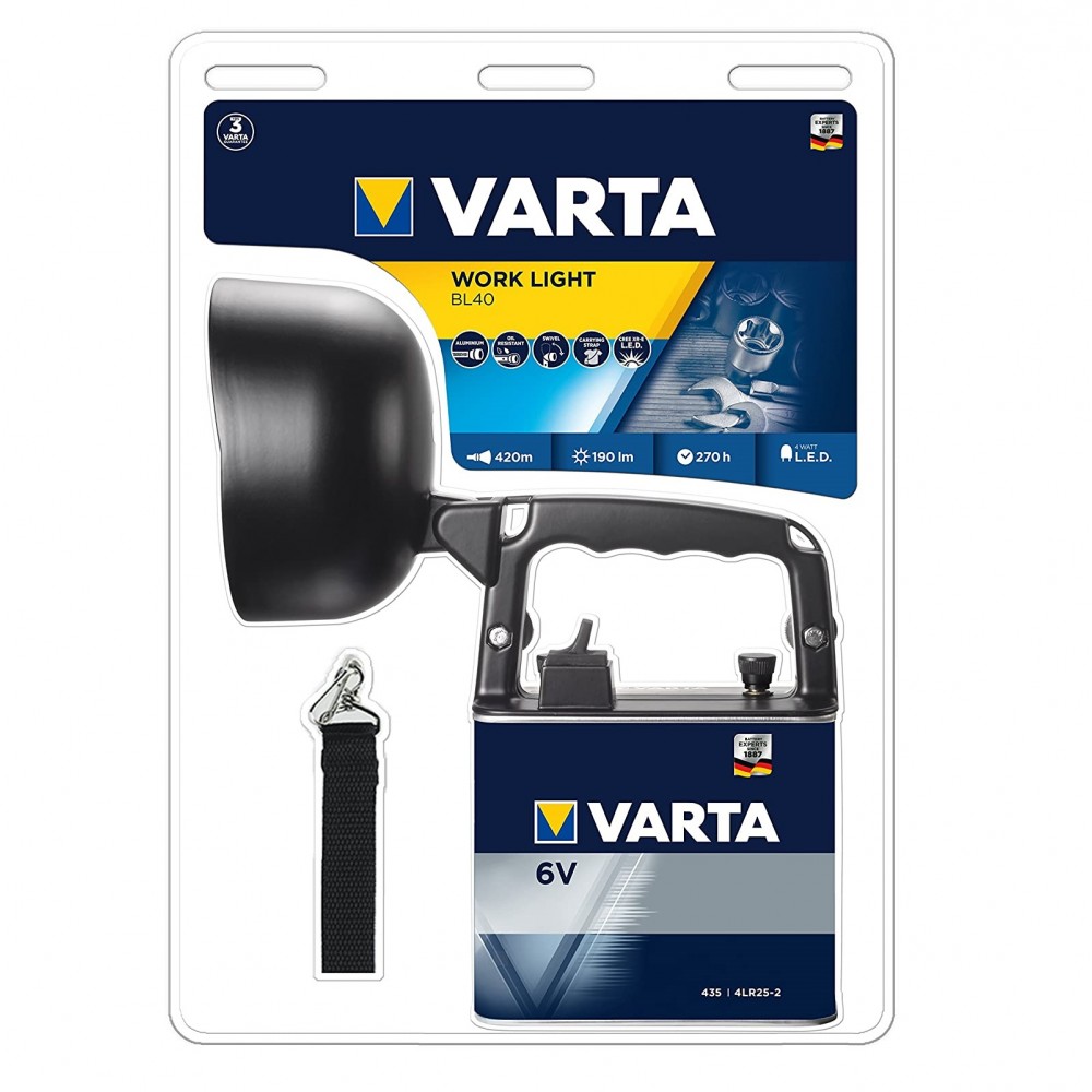 Proiettore LED Varta Luce da Lavoro con Torcia Tracolla 4W Risparmio Energetico