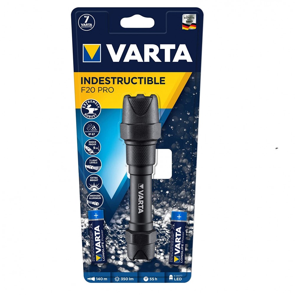 Torcia LED VARTA Indestructible F20 Pro LED Luce Tascabile a Batteria 350 lumen