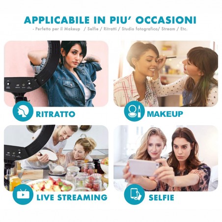 Lampada ad anello luce led 45 cm faro selfie con treppiedi 187165 potenziometro