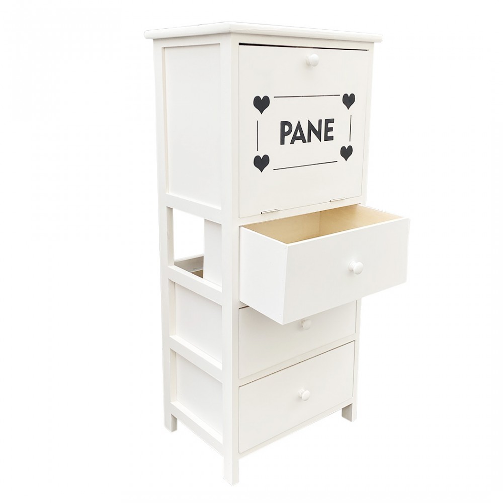 Mobiletto portapane in legno 90x40x29 con 3...