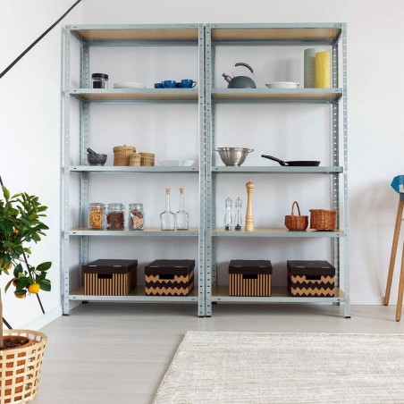 Scaffale 5 Ripiani in Metallo Ripiani MDF Modulare 180x90x40cm Portata 875Kg