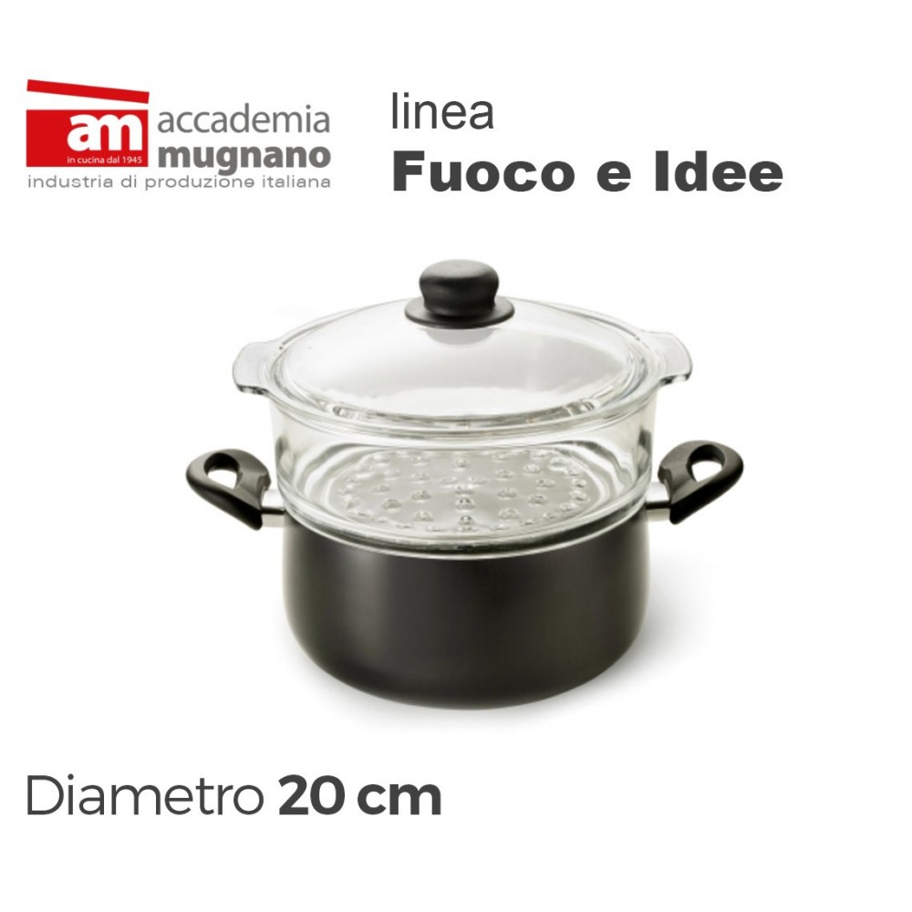 Casseruola con vaporiera 20 cm alluminio puro Accademia Mugnano Linea FUOCO &amp; IDEE