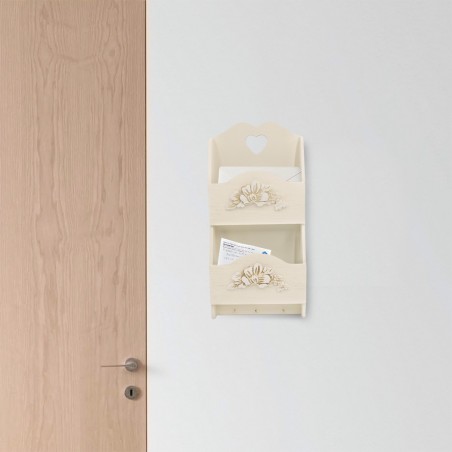 Portalettere da parete in legno 2 posti 437520 decorazione FIORI 29Hx6Px18L cm