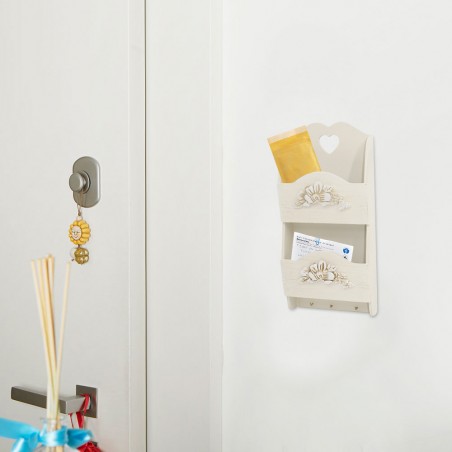 Portalettere da parete in legno 2 posti 437520 decorazione FIORI 29Hx6Px18L cm