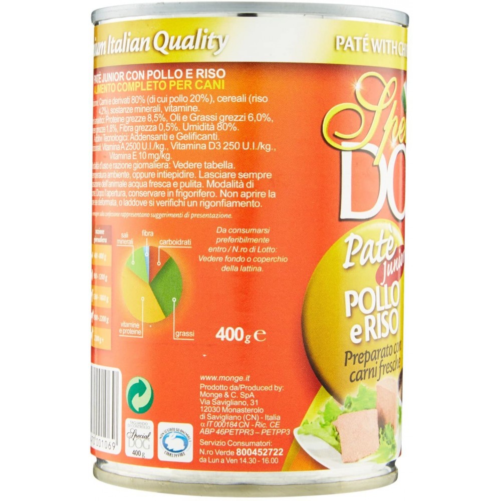 Monge Special Dog Pate Junior Pollo e Riso in...