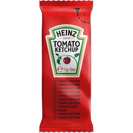 Pack 200 Bustine di Ketchup HEINZ Dispenser Formato Monoporzione da 10ml