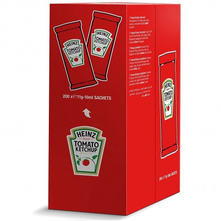 Pack 200 Bustine di Ketchup HEINZ Dispenser Formato Monoporzione da 10ml