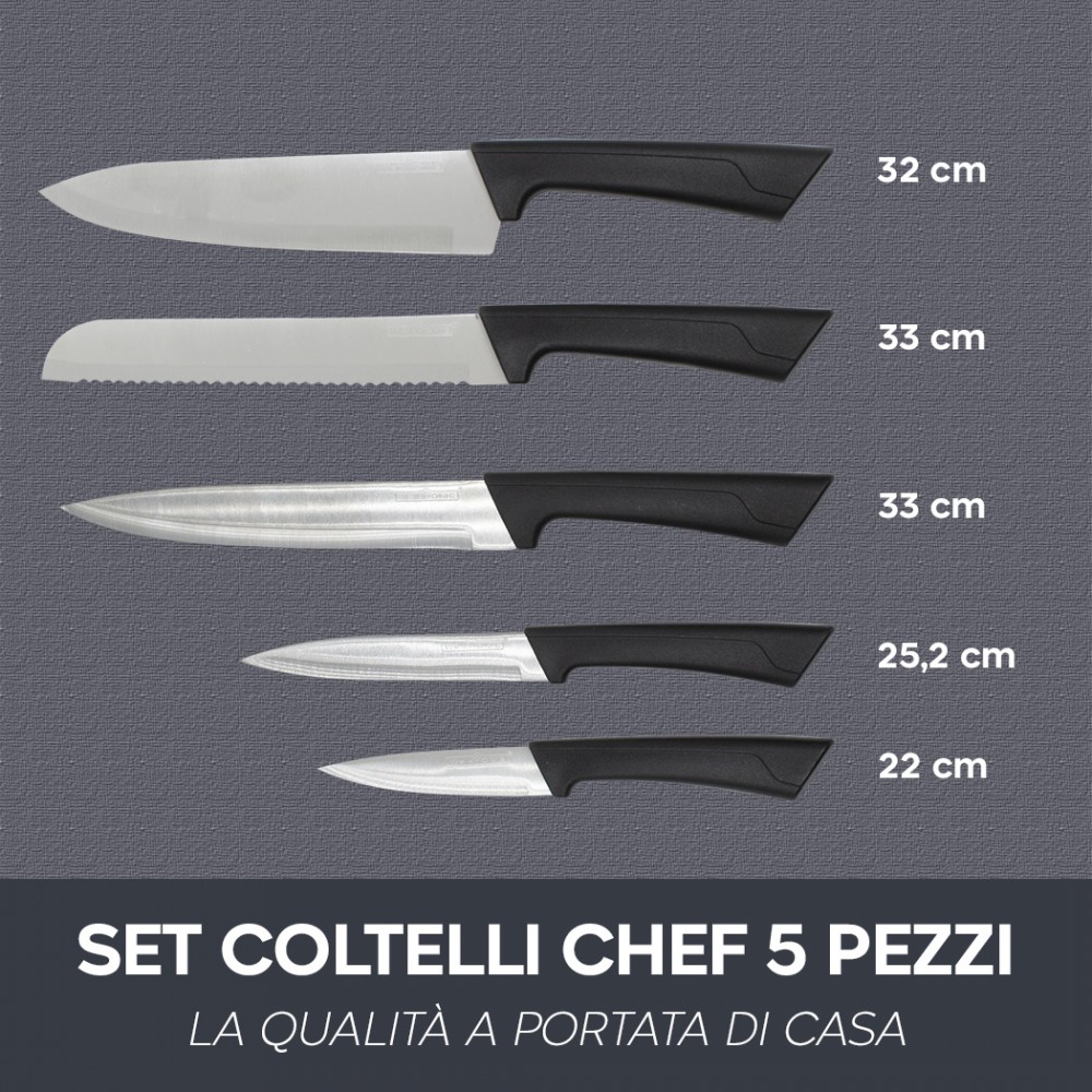 Set coltelli chef 5 Pz acciaio inox 548998 con...