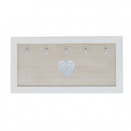 Porta chiavi in legno con 5 ganci 435175 stile shabby con cuore centrale