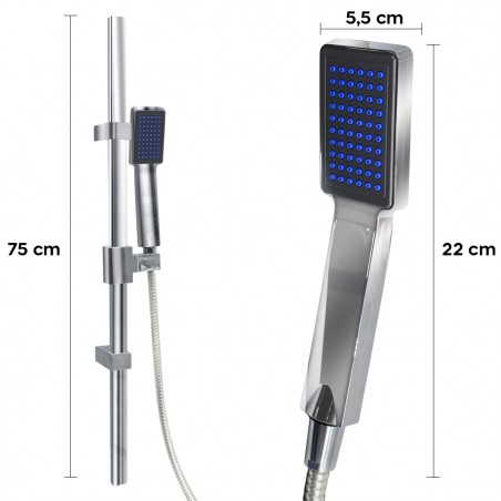 Saliscendi Soffione Doccia Acciaio Hercules AD-6725 Asta Regolabile in Altezza