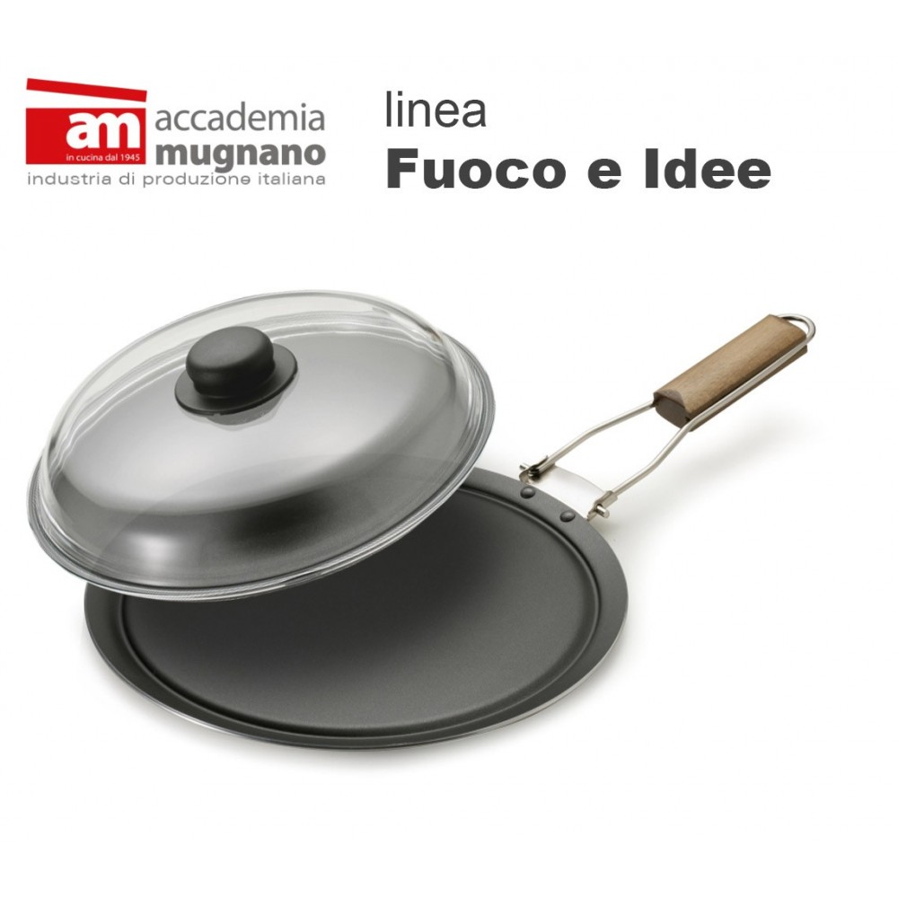 Spadella con coperchio in vetro 30 cm alluminio puro Accademia Mugnano Linea FUOCO & IDEE