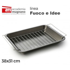 Teglia Grill antiaderente GRILLINA 38x31 cm alluminio puro Accademia Mugnano Linea FUOCO & IDEE
