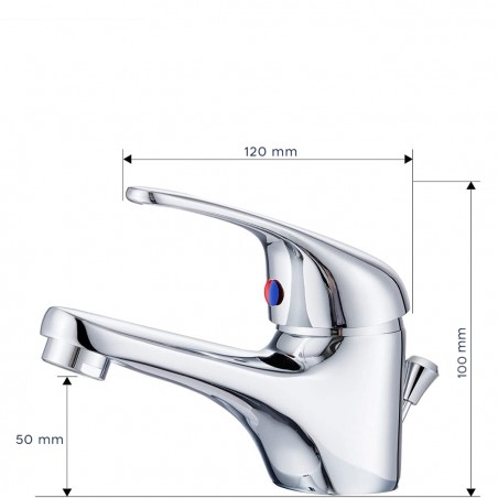 Rubinetto Lavabo in Acciaio Inossidabile Futura 1601 Kit con Scarico Pop-Up