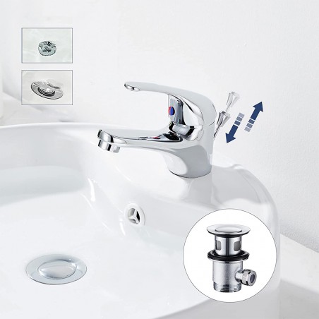 Rubinetto Lavabo in Acciaio Inossidabile Futura 1601 Kit con Scarico Pop-Up