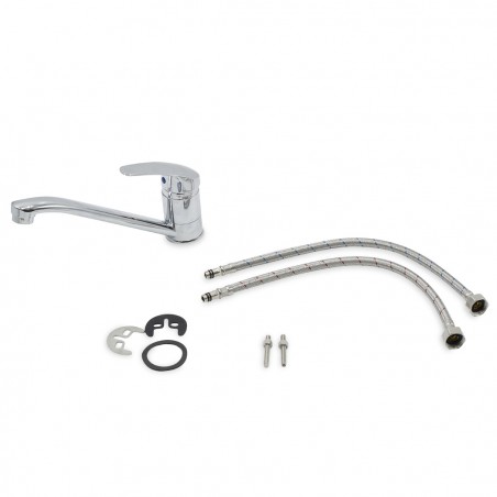 Rubinetto per Lavello da Cucina Europa 4005 in Ottone Grigio Cromato Massiccio