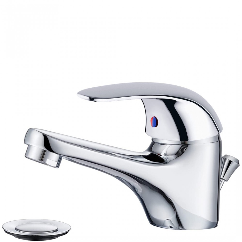 Miscelatore Rubinetto Lavabo Selenia 90043-5 in Acciaio con Tubi Allacciamento