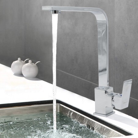 Rubinetto Lavello Singapore GR-7434 Collo Alto Girevole a 360° Ottone Cromato