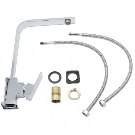 Rubinetto Lavello Singapore GR-7434 Collo Alto Girevole a 360° Ottone Cromato