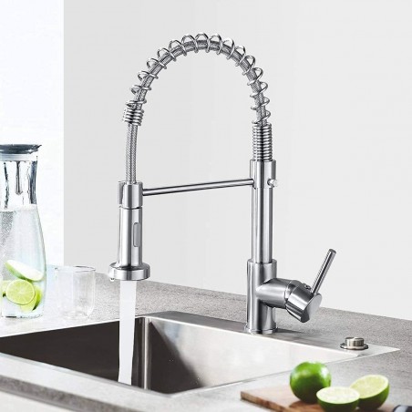Rubinetto Lavello Doccetta Estraibile a Molla Londra N030-L Collo Girevole 360°
