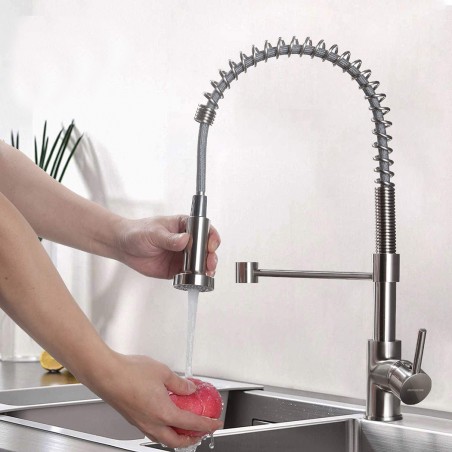 Rubinetto Lavello Doccetta Estraibile a Molla Londra N030-L Collo Girevole 360°