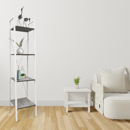 Libreria Scaffale per Libri 4 Ripiani 444113 a Colonna in Metallo 148Hx38x34cm
