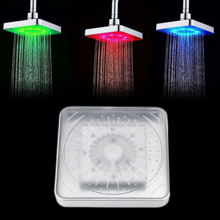 Soffione doccia fisso 8 led RGB Cromoterapia quadrato in ABS ad alta pressione