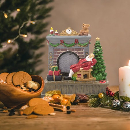 Scenario giostra natalizia camino e Babbo Natale 997099 illuminazione e musica
