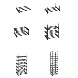 Scaffale 10 Ripiani Modulabile Nero Portascarpe Tubi... 2