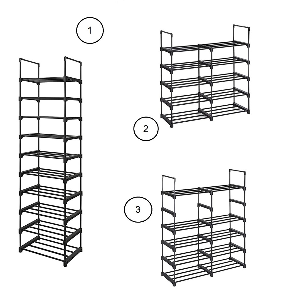 Scaffale 10 Ripiani Modulabile Nero Portascarpe...