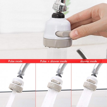 Set 2 Pz Filtro rubinetto rotante a 360° 593278 in ABS 3 spruzzi SPLASH PROOF