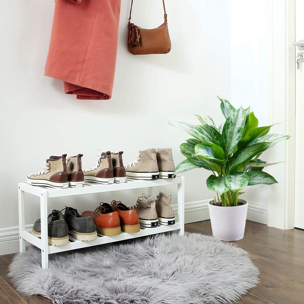 Scarpiera Multiuso Legno Bianco 2 Ripiani Panca...