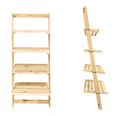 Scaffale a Scala in Legno 87670 Libreria 4 Mensole Portaoggetti Contro Parete