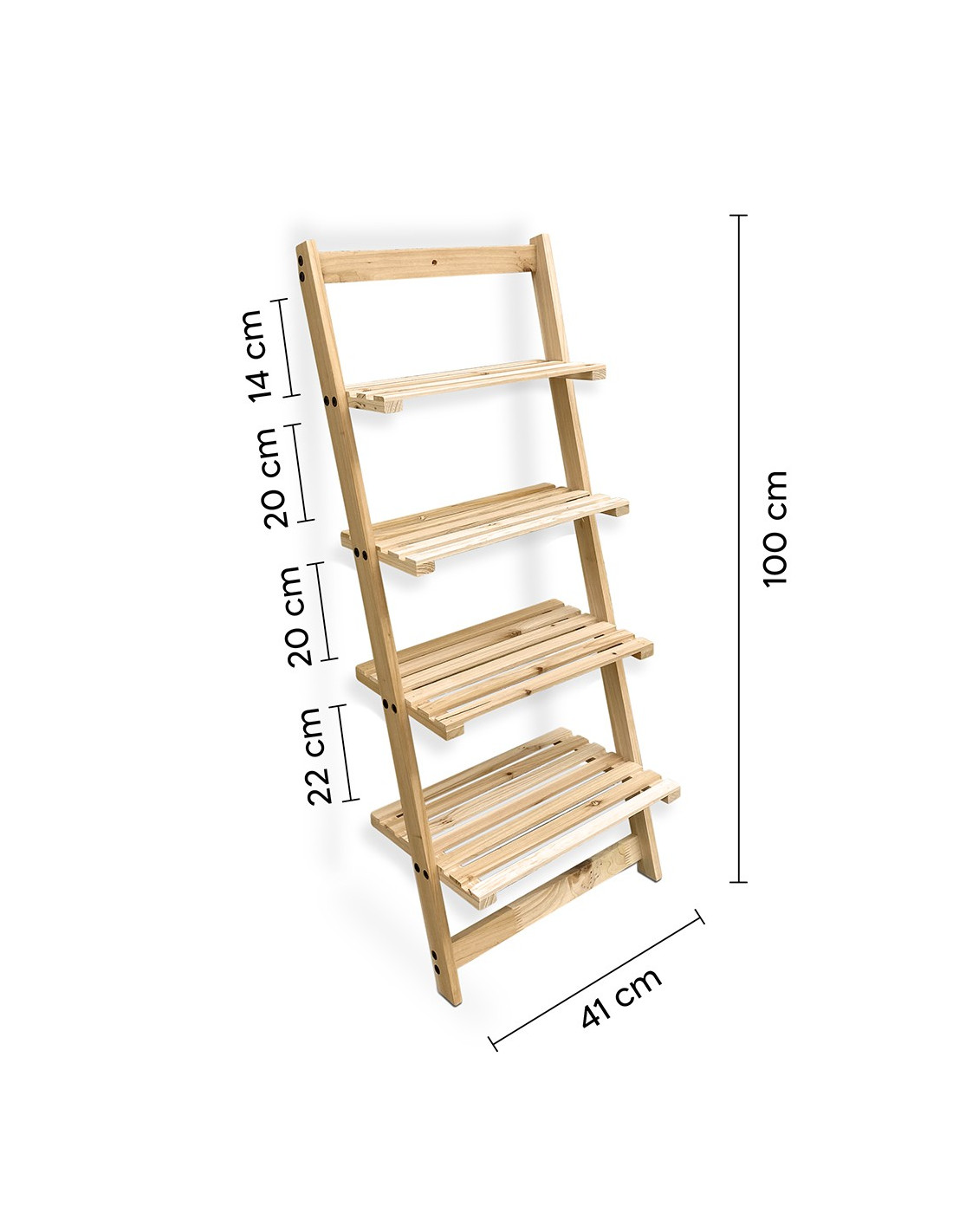 Scaffale a Scala in Legno 87670 Libreria 4 Mensole Portaoggetti