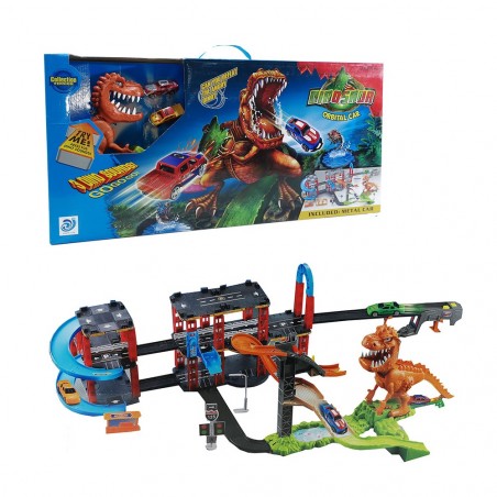 Pista Acrobatica 4 mt Dinosaur 108391 con 2 Auto Doppia Pista con Effetti Sonori