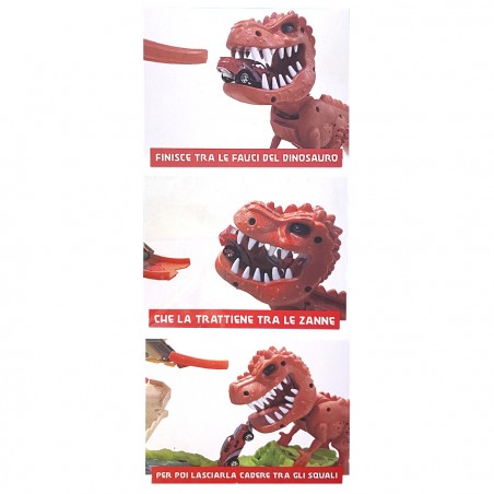 Pista Acrobatica 4 mt Dinosaur 108391 con 2 Auto Doppia Pista con Effetti Sonori