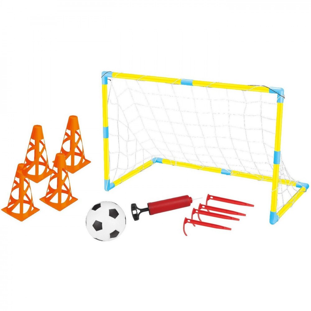 Porta da Calcio Super Goal 122048 Kit con Pallone Gonfiatore Picchetti e Coni