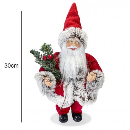 Babbo Natale Rosso e Grigio art. 144187 Addobbo Natalizio Decorazione da 30H cm