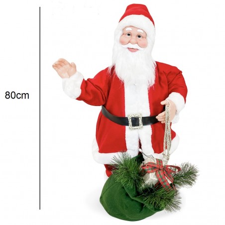 Babbo Natale Rosso e Bianco 144208 Addobbi 80H cm con Suono Luci e Movimento