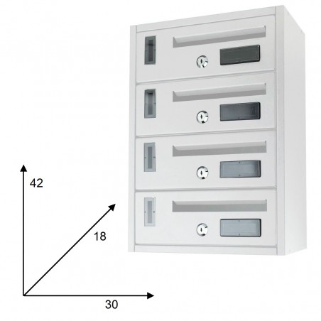 Cassetta postale condominiale 4 posti Iron White Art.783C 42x18x30 cm BIANCA