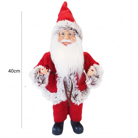 Babbo Natale Abito Rosso e Grigio 144191 Addobbo Natalizio 40H con Minilucciole