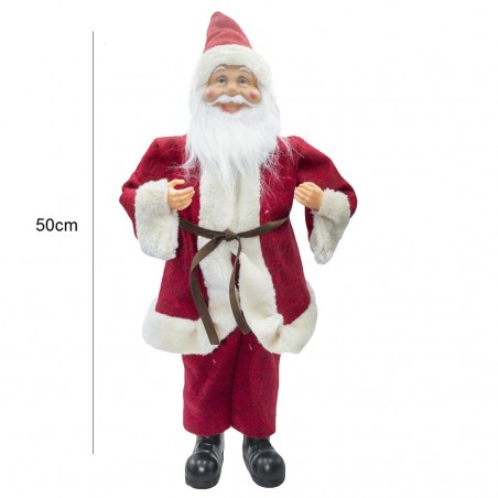 Babbo Natale Abito Rosso e Crema 144198 Addobbo Natalizio 50H con Minilucciole