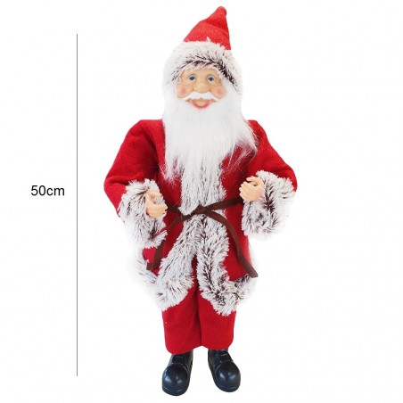 Babbo Natale Abito Rosso e Grigio 144199 Addobbo Natalizio 50H con Minilucciole