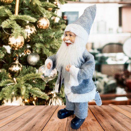 Babbo Natale Abito Grigio 144193 Addobbo Natalizio 40H con Minilucciole