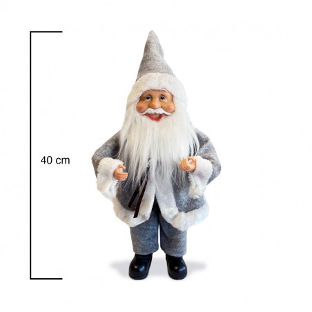 Babbo Natale Abito Grigio 144193 Addobbo Natalizio 40H con Minilucciole