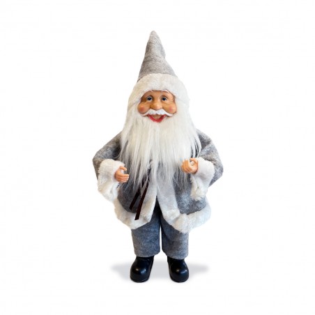 Babbo Natale Abito Grigio 144193 Addobbo Natalizio 40H con Minilucciole