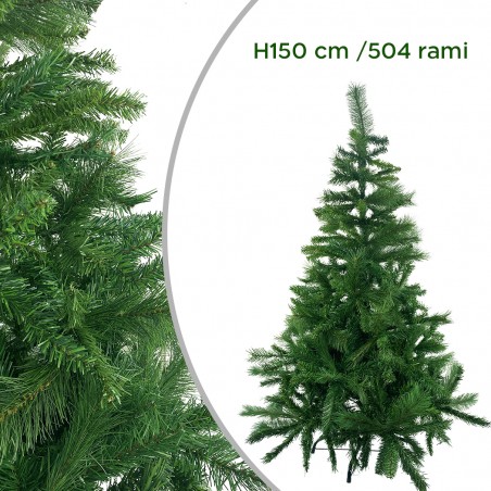 Albero di Natale 150H cm 164048 con 504 rami pieghevoli in PVC abete artificiale