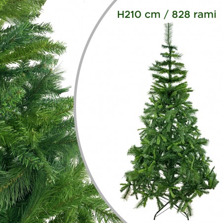 Albero di Natale 210H cm 164046 con 828 Rami pieghevoli in PVC abete artificiale